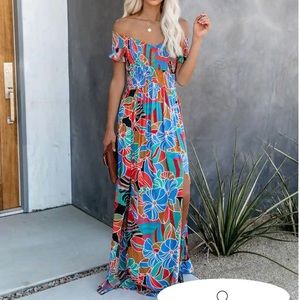 Vici Put It In Print Smocked Maxi Dress